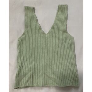 Brandy Melville ribbed stretch knit halter crop top Mint Green One Size